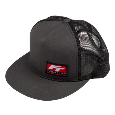 Factory Team Logo Trucker Hat, flat bill