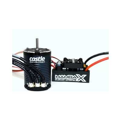 Mamba X Waterproof ESC/1406-1900Kv Sensored Brushless Motor Combo: 4mm Bullet