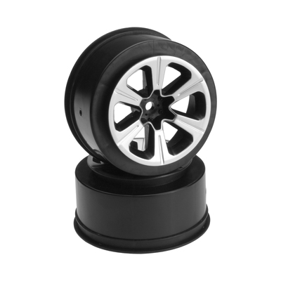 Hustle - Slash rear, Slash 4x4 F&R wheel - (black w/ silver face plating) - 2pc.