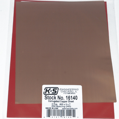 ####K&S 16140 CORRUGATED SHEETS .003 COPPER 5IN X 7IN (2 PIECES PER BAG) INHOIN