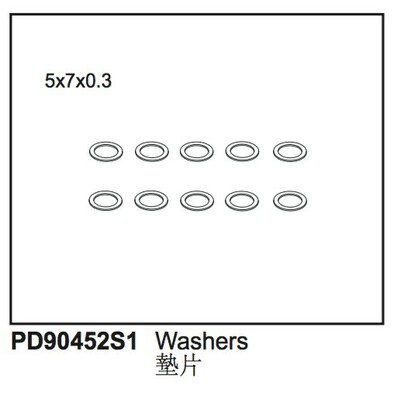 Washers 5x7x.3 (10)