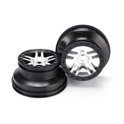 Traxxas Wheels, SCT Split-Spoke, Satin Chrome/Black (2) (Front/