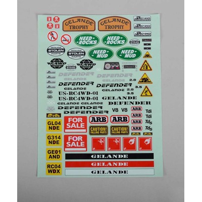 Gelande II Decal Sheet for D90/D110 Hard Plastic Body Kit